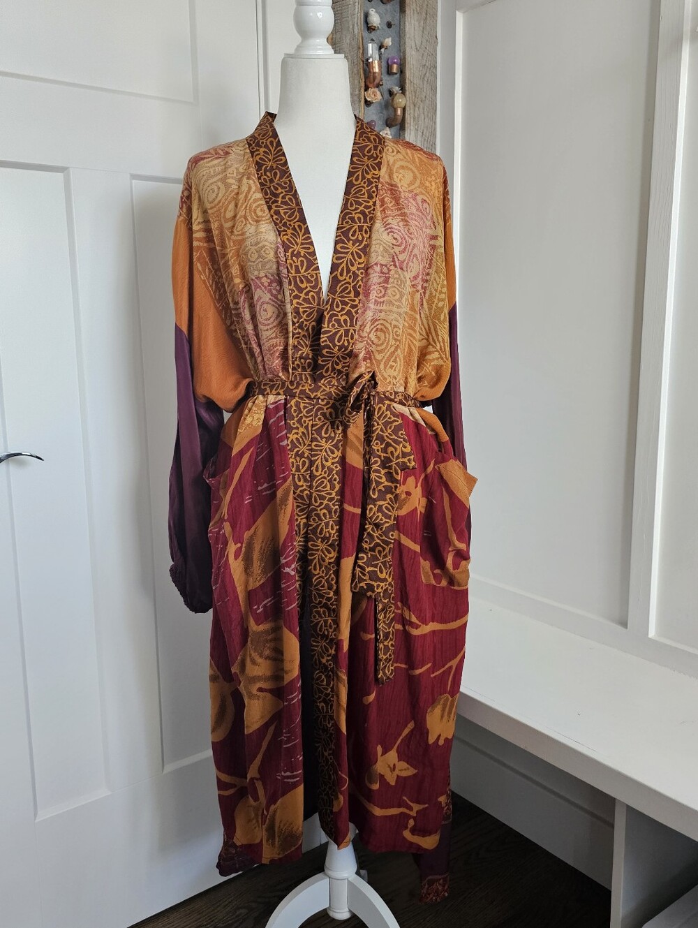 Kantha Bae OS Crepe Wanderer Robe Kimono Belted Duster KB15